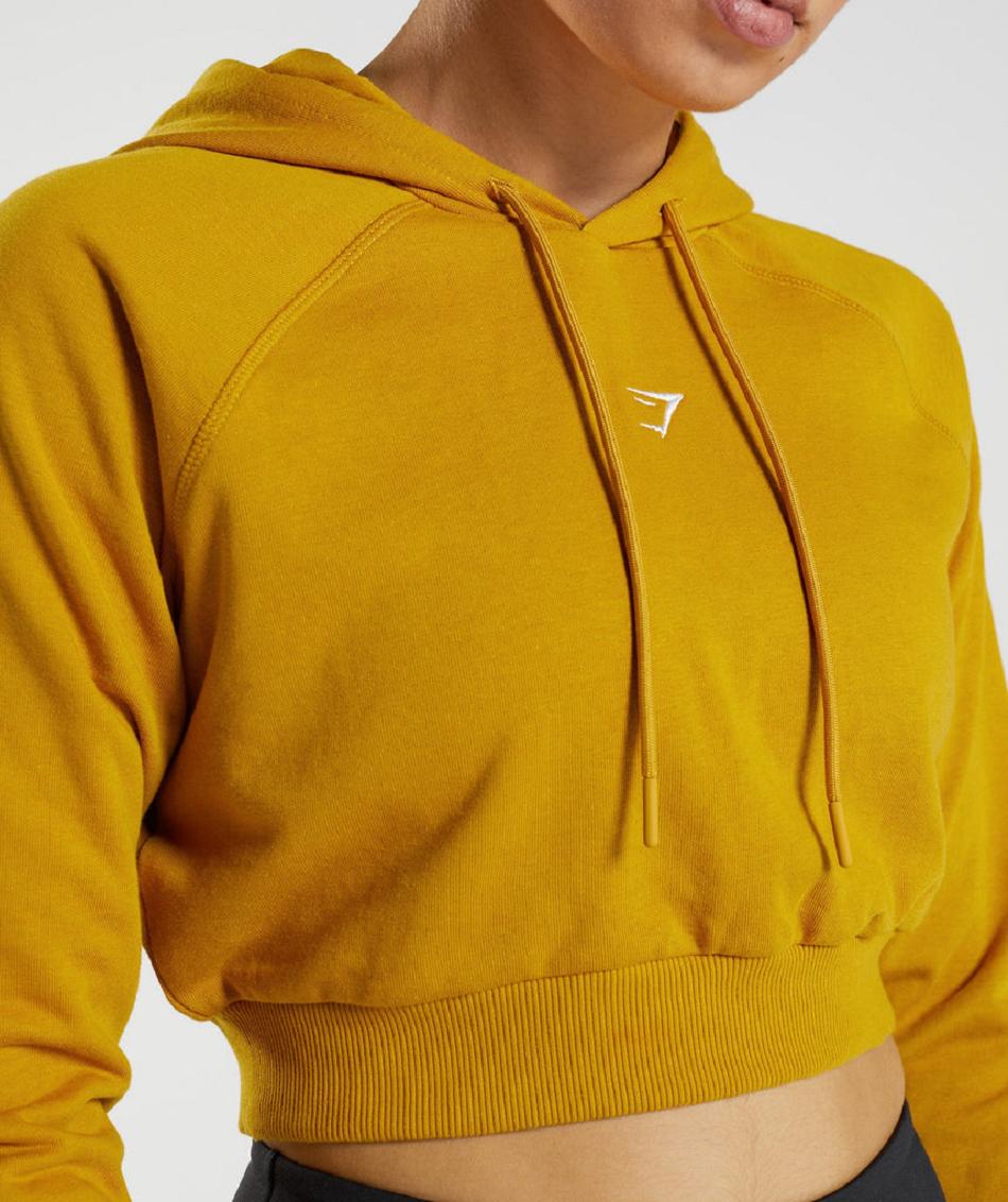 Sudadera Con Capucha Gymshark Entrenamiento Cropped Mujer Amarillo | CO 2020YXF